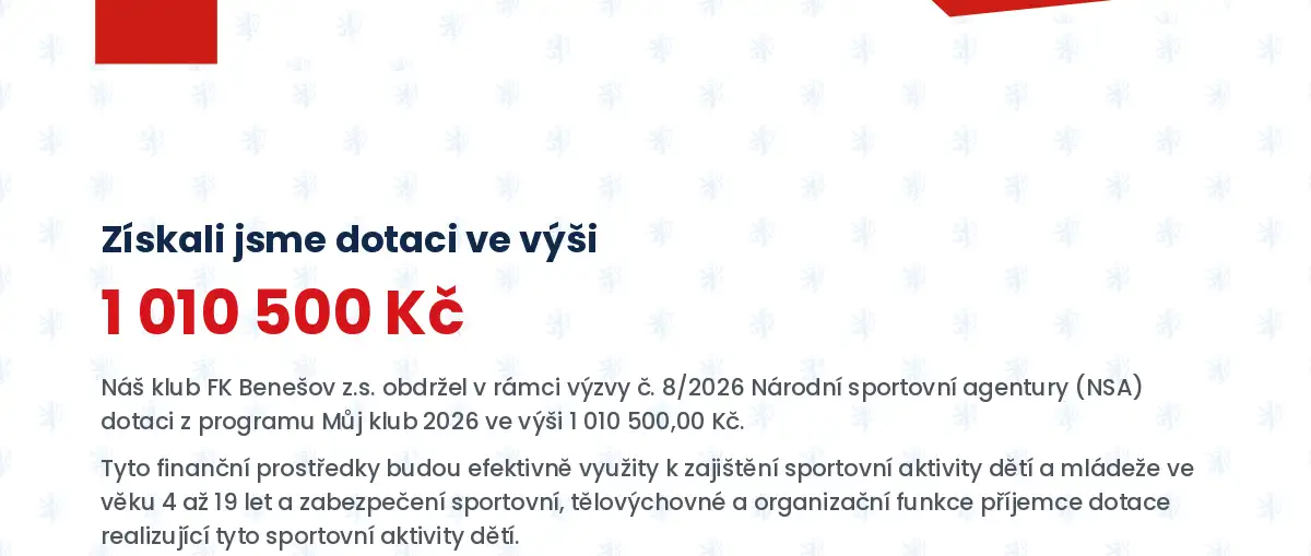 Oznámení o podpoře - Můj klub 2026